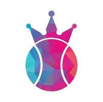 Tennis king vector logo design. Tennis ball and crown icon design template.