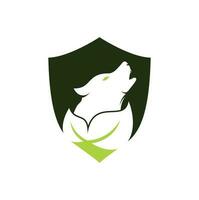 Leaf Wolf logo design. Nature wolf logo design icon vector. vector