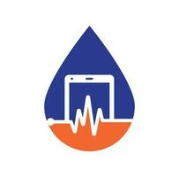 Pulse mobile drop shape concept logo template design vector. vector