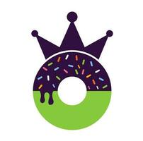 diseño del logotipo vectorial del rey de la panadería. donut con el diseño del logotipo del icono de la corona del rey. vector