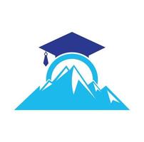 Mountain education logo design icon template. Mountain education cap logo design inspiration vector