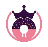 diseño del logotipo vectorial del rey de la panadería. donut con el diseño del logotipo del icono de la corona del rey. vector