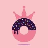 diseño del logotipo vectorial del rey de la panadería. donut con el diseño del logotipo del icono de la corona del rey. vector