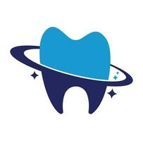 diseño del logotipo del vector del planeta dental. concepto de logotipo de vector de clínica de odontología.