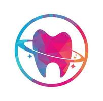 diseño del logotipo del vector del planeta dental. concepto de logotipo de vector de clínica de odontología.