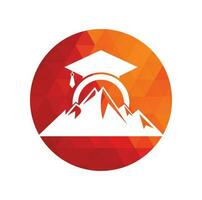 Mountain education logo design icon template. Mountain education cap logo design inspiration vector