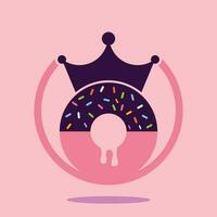 diseño del logotipo vectorial del rey de la panadería. donut con el diseño del logotipo del icono de la corona del rey.