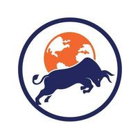 Globe bull vector logo icon design. Word and Bull logo design icon vector.