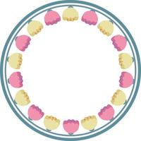 Beautiful flower pattern circular frame design, Border element with flower creation. vector