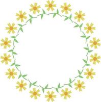 hermoso diseño de marco circular con patrón de flores, elemento de borde con creación de flores. vector