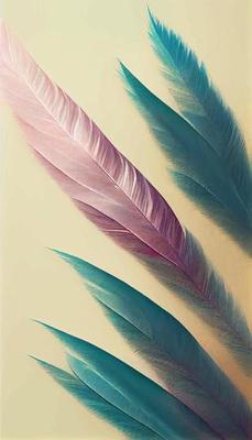 Background with feathers of pastel colors