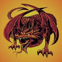 dragon in the sun. vector dragon illustration. only 5 colors, dragon rage.