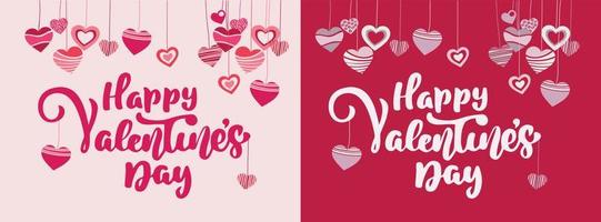 Happy Valentines Day typography poster with handwritten calligraphy text vector