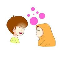 Premium vector l couple cute. ukhti meet akhi imajination. vector free royalty.