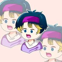 Premium vector l flat character design boy cute manga cartoon korean.