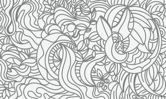 black white abstract hand drawing floral background vector illustration