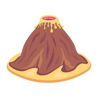 Catch a sight of volcano flat icon vector