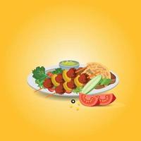 Healthy food and traditional restaurants, cooking, menu, vector illustration