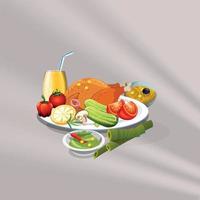 Healthy food and traditional restaurants, cooking, menu, vector illustration