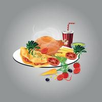 comida saludable y restaurantes tradicionales, cocina, menú, ilustración vectorial vector