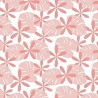 Colorful seamless pattern in trendy pink hues with hand drawn elements on a transparent background