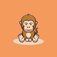 Cute Monkey Smiling Cartoon Illustration vector