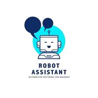 chat bot automatización robot asistente logo icono mascota con sonrisa feliz para negocios modernos vector