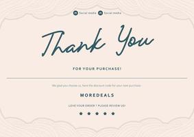 simple beauty thank you card a5 size with flower background decoration template print vector