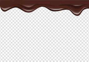 realistic chocolate liquid flowing and spreading from top border. top border frame chocolate melting decoration vector