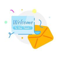 welcome to our team, greeting card template concept illustration flat design vector eps10, graphic element for landing page, empty state app or web ui, etc