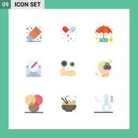 Universal Icon Symbols Group of 9 Modern Flat Colors of fitness envelope evasion email compose Editable Vector Design Elements