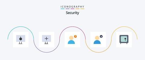 paquete de iconos de 5 planos de seguridad que incluye caja. perfil. advertencia. privacidad. candado vector