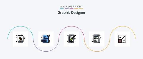 paquete de iconos de 5 planos llenos de línea de diseñador gráfico que incluye cambio de tamaño. imagen. diseño. gráfico. creativo vector