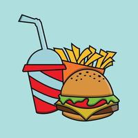 Illustration of Burger Meal - Burger Meal Vector - Burger Meal Drawing