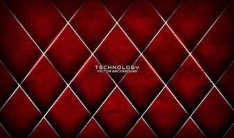 3D red rough grunge techno abstract background overlap layer on dark space with silver rhomb decoration. Modern graphic design element cutout style concept for banner, flyer, card, or brochure cover