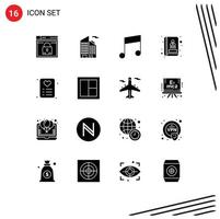 Set of 16 Modern UI Icons Symbols Signs for card shopping skyscraper communication address Editable Vector Design Elements