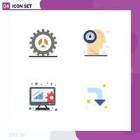 User Interface Pack of 4 Basic Flat Icons of options thinking web design mind data analytics Editable Vector Design Elements