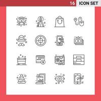 16 Outline concept for Websites Mobile and Apps fathers brim shop avatar search Editable Vector Design Elements