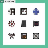 conjunto de 9 iconos modernos de la interfaz de usuario símbolos signos para la organización de la infraestructura computación servidor financiero elementos de diseño vectorial editables vector