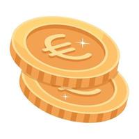 icono 2d listo para usar de monedas de euro vector