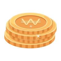 Won coins 2d icon is ready for premium use vector