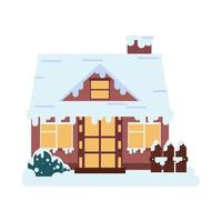 casa acogedora de invierno de fachada vector