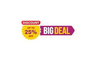 25 Percent BIG DEAL offer, clearance, promotion banner layout with sticker style. vector