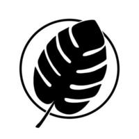 Ilustración de vector de diseño negro de logotipo de hoja de monstera deliciosa