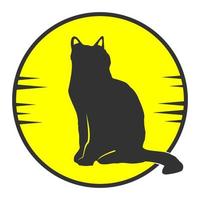 Cat logo icon with yellow background vector