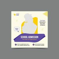 School admission social media post banner design. back to school social media post banner design. Back to school admission promotion banner. school admission template for social media ads. vector