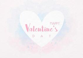 Happy Valentine's Day wording on white heart and colorful watercolors background. Valentine's greeting card in watercolor drawing style and vector design.