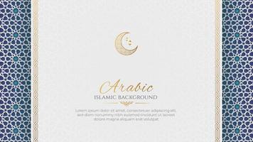 Arabic Islamic White and Golden Luxury Colorful Page Style Background with Arabic Pattern and Decorative Ornament Border Frame
