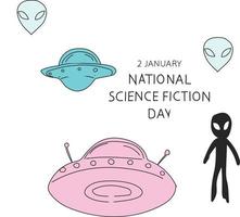 ilustración vectorial el día nacional de la ciencia ficción se celebra cada año el 2 de enero. vector