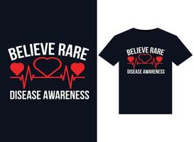 Believe Rare Disease Awareness illustrations for print-ready T-Shirts design vector